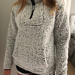 VS PINK FLEECE HALF ZIP SHERPA